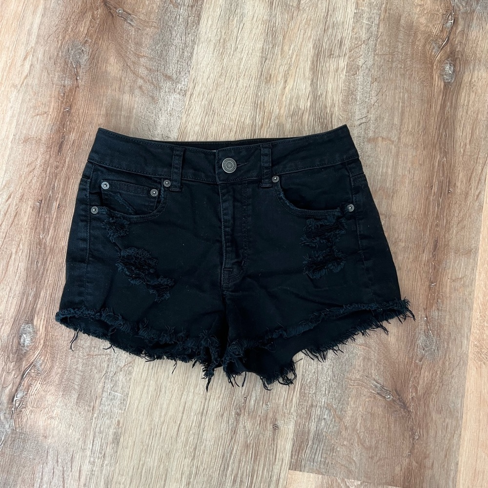 American Eagle Black Cutoff Stretch Shorts